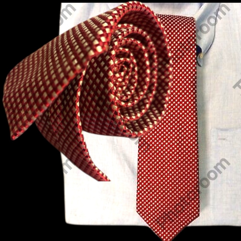 Retro Red $ Champagne 100% Italian Silk Tie